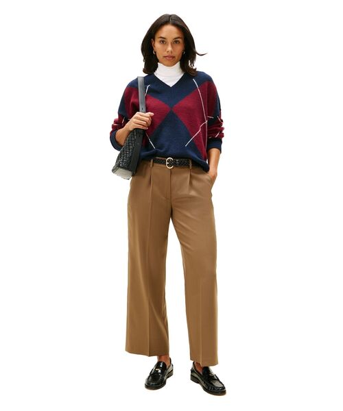 TOMMY HILFIGER(トミーヒルフィガー)の「タイムレスウールワイドレッグパンツ(チノパンツ・レディース・ブラウン系その他7・34inch/32inch/36inch)」の4枚目の写真