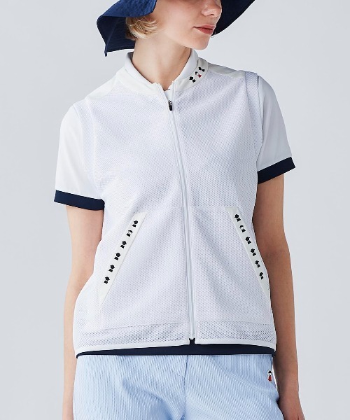 Picone CLUB(ピッコーネクラブ)の「トリコットメッシュ速乾ジップベスト(ベスト・レディース・ホワイト/ブラック/カーキ・9号/11号/13号)」の10枚目の写真