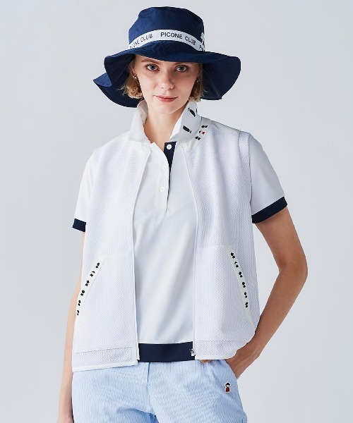 Picone CLUB(ピッコーネクラブ)の「トリコットメッシュ速乾ジップベスト(ベスト・レディース・ホワイト/ブラック/カーキ・9号/11号/13号)」の14枚目の写真
