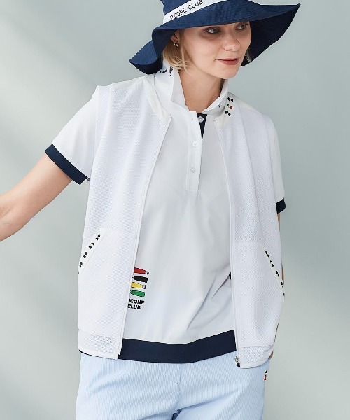Picone CLUB(ピッコーネクラブ)の「トリコットメッシュ速乾ジップベスト(ベスト・レディース・ホワイト/ブラック/カーキ・9号/11号/13号)」の18枚目の写真
