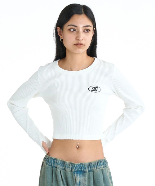 DC SHOES(ディーシーシューズ)の「DC SHOES ウィメンズ 26 WS TELECO SHORT L クロップド丈 ロンT 長袖Tシャツ【2026年春夏モデル】/ショート丈(Tシャツ/カットソー・レディース・ホワイト/ライトブルー/ブラック/ライトピンク・SMALL/MEDIUM)」の2枚目の写真