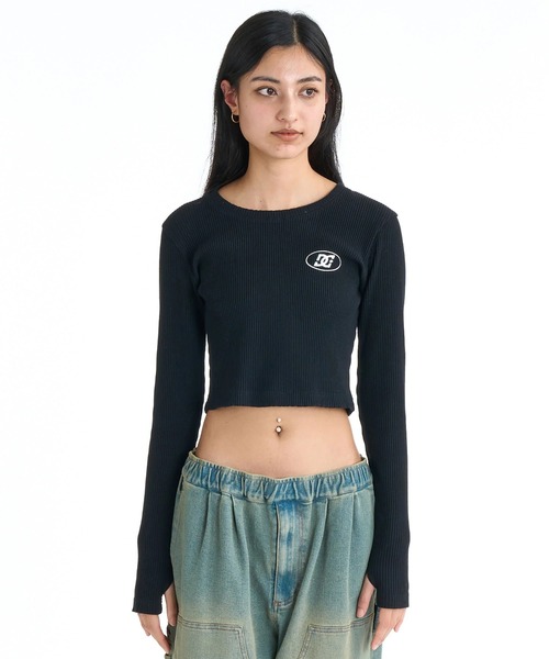 DC SHOES(ディーシーシューズ)の「DC SHOES ウィメンズ 26 WS TELECO SHORT L クロップド丈 ロンT 長袖Tシャツ【2026年春夏モデル】/ショート丈(Tシャツ/カットソー・レディース・ホワイト/ライトブルー/ブラック/ライトピンク・SMALL/MEDIUM)」の1枚目の写真