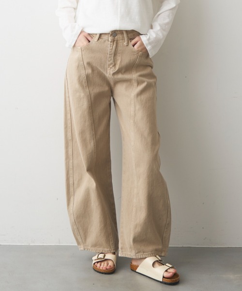 full/fill.（フルフィル）の「line accent volume denim pants / ラインアクセントボリュームデニムPT（デニムパンツ・レディース・ブラック/ベージュ・FREE）」の2枚目の写真