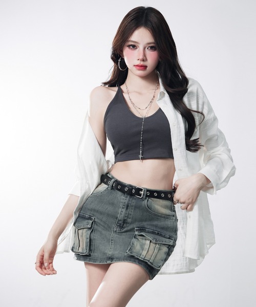 VEILA(ヴェイラ)の「ポケット付き オーバーサイズ シアーシャツ(シャツ/ブラウス・レディース・オレンジ/ホワイト・フリー)」の11枚目の写真