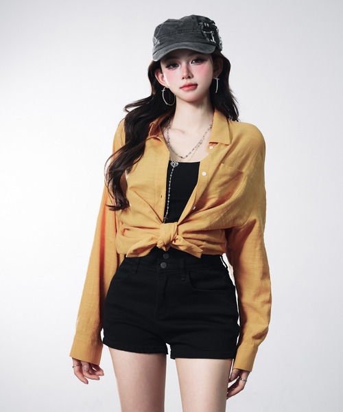 VEILA(ヴェイラ)の「ポケット付き オーバーサイズ シアーシャツ(シャツ/ブラウス・レディース・オレンジ/ホワイト・フリー)」の19枚目の写真