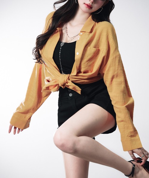 VEILA(ヴェイラ)の「ポケット付き オーバーサイズ シアーシャツ(シャツ/ブラウス・レディース・オレンジ/ホワイト・フリー)」の17枚目の写真