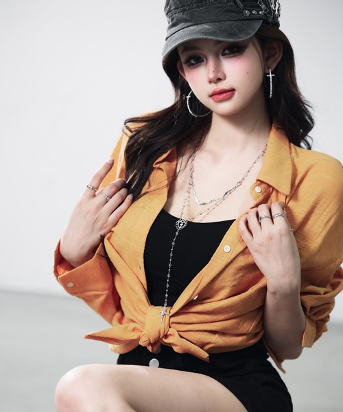 VEILA(ヴェイラ)の「ポケット付き オーバーサイズ シアーシャツ(シャツ/ブラウス・レディース・オレンジ/ホワイト・フリー)」の20枚目の写真
