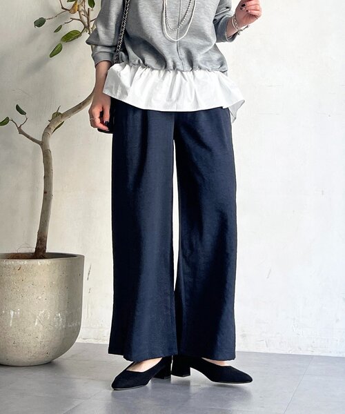 un dix cors（アンディコール）の「ワッシャーワイドパンツ（その他パンツ・レディース・ネイビー/オフホワイト/ブラック・FREE）」の7枚目の写真