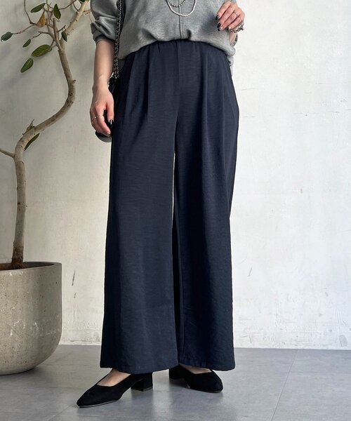 un dix cors（アンディコール）の「ワッシャーワイドパンツ（その他パンツ・レディース・ネイビー/オフホワイト/ブラック・FREE）」の8枚目の写真