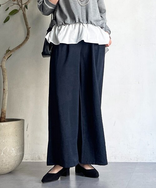un dix cors（アンディコール）の「ワッシャーワイドパンツ（その他パンツ・レディース・ネイビー/オフホワイト/ブラック・FREE）」の10枚目の写真