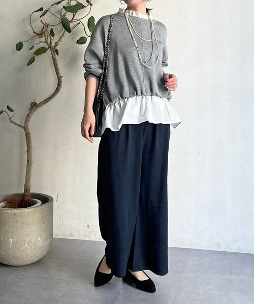 un dix cors（アンディコール）の「ワッシャーワイドパンツ（その他パンツ・レディース・ネイビー/オフホワイト/ブラック・FREE）」の11枚目の写真