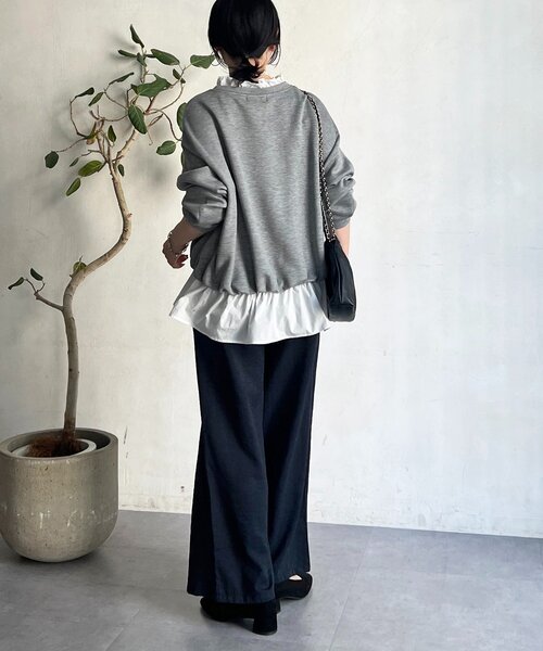 un dix cors（アンディコール）の「ワッシャーワイドパンツ（その他パンツ・レディース・ネイビー/オフホワイト/ブラック・FREE）」の12枚目の写真