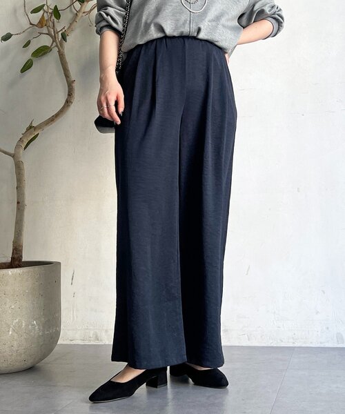 un dix cors（アンディコール）の「ワッシャーワイドパンツ（その他パンツ・レディース・ネイビー/オフホワイト/ブラック・FREE）」の4枚目の写真