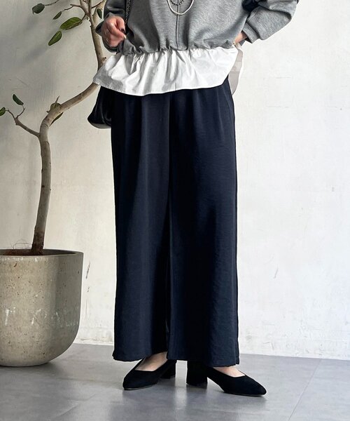 un dix cors（アンディコール）の「ワッシャーワイドパンツ（その他パンツ・レディース・ネイビー/オフホワイト/ブラック・FREE）」の5枚目の写真