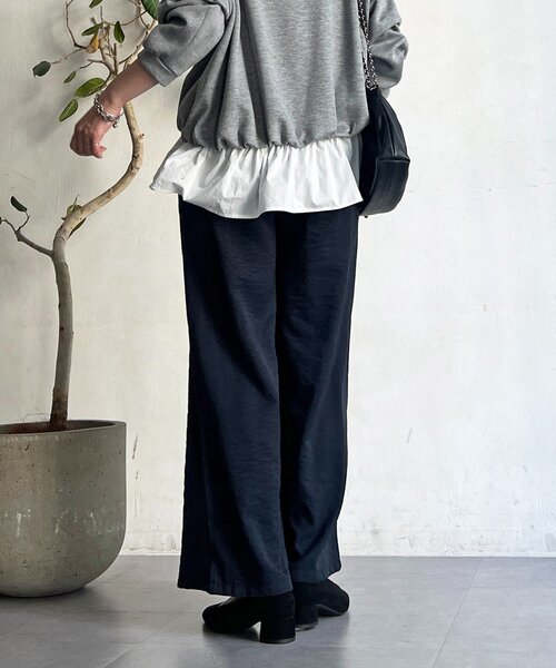 un dix cors（アンディコール）の「ワッシャーワイドパンツ（その他パンツ・レディース・ネイビー/オフホワイト/ブラック・FREE）」の6枚目の写真