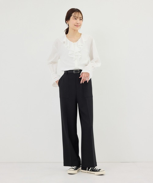 ROPE' PICNIC（ロペピクニック）の「ベイカーワイドパンツ/UVカット・防シワ（その他パンツ・レディース・グレー/ブラック・S/M/L）」の11枚目の写真