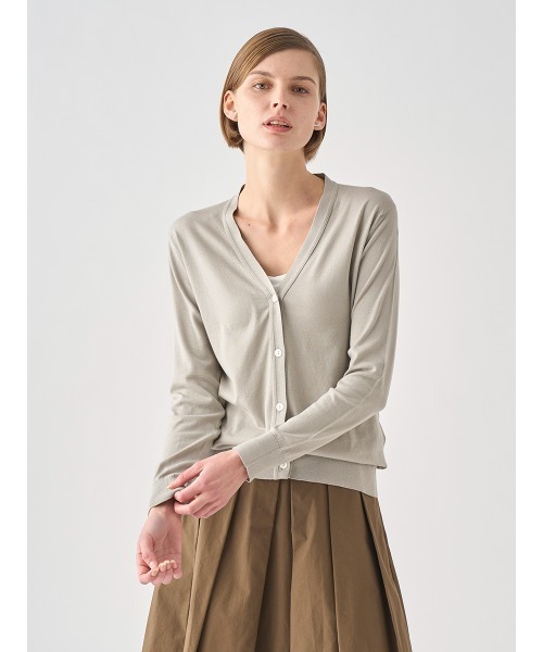 JOHN SMEDLEY(ジョンスメドレー)の「Vネック長袖コットンニットカーディガン(カーディガン/ボレロ・レディース・ベージュ系その他6・S/M)」の1枚目の写真