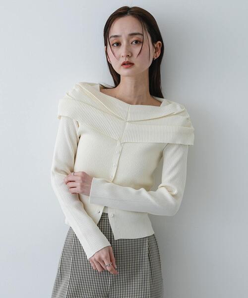 SENSE OF PLACE by URBAN RESEARCH(センスオブプレイスバイアーバンリサーチ)の「『洗濯可/防花粉』SKINProofオフショルセーター(ニット/セーター・レディース・チャコールグレー/ライトブルー/アイボリー/ブラック・ONE)」の6枚目の写真