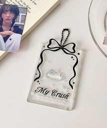 shopnikoniko（ショップニコニコ）の「トレカケース リボンデザイン クリア 推し活 チェキケース トレカホルダー トレカ キーホルダー（カードケース）」