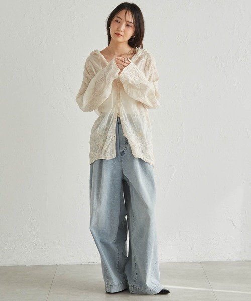 RANAN(ラナン)の「フード付きコード刺繍シアーシャツ(シャツ/ブラウス・レディース・アイボリー/ホワイト・M/L)」の18枚目の写真