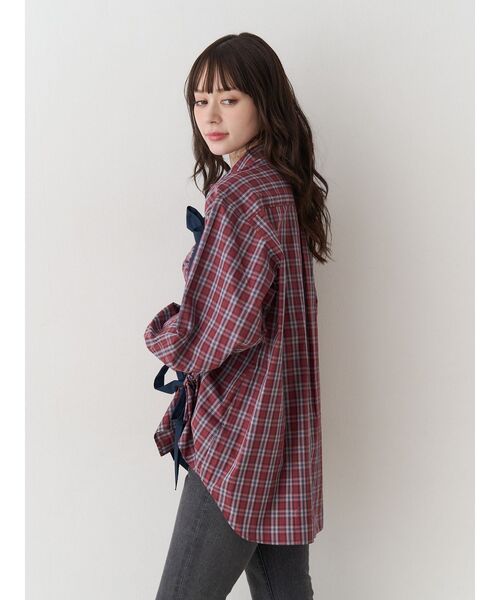 jouetie（ジュエティ）の「ギャザーリボンルーズシャツ チェック柄（シャツ/ブラウス・レディース・オフホワイト/レッド/ブラック・MEDIUM）」の17枚目の写真