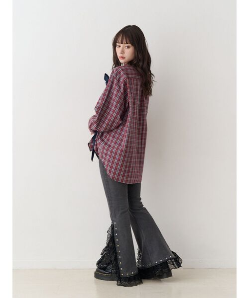 jouetie（ジュエティ）の「ギャザーリボンルーズシャツ チェック柄（シャツ/ブラウス・レディース・オフホワイト/レッド/ブラック・MEDIUM）」の19枚目の写真
