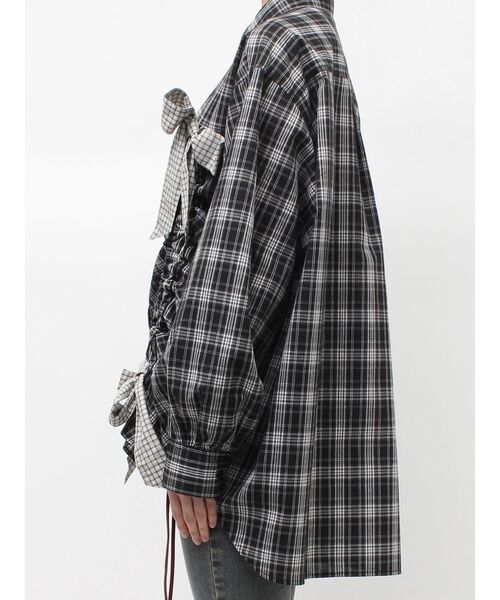 jouetie（ジュエティ）の「ギャザーリボンルーズシャツ チェック柄（シャツ/ブラウス・レディース・オフホワイト/レッド/ブラック・MEDIUM）」の22枚目の写真