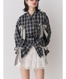 jouetie | ギャザーリボンルーズシャツ チェック柄(シャツ/ブラウス)