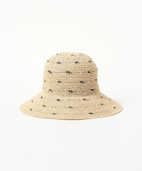 Ray BEAMS(レイビームス)の「ドット ペーパー ハット 日除け 紫外線対策 夏素材 レジャー 旅行 アウトドア 夏コーデ(ハット・レディース・オフホワイト/ダークブラウン・ONE SIZE)」の8枚目の写真