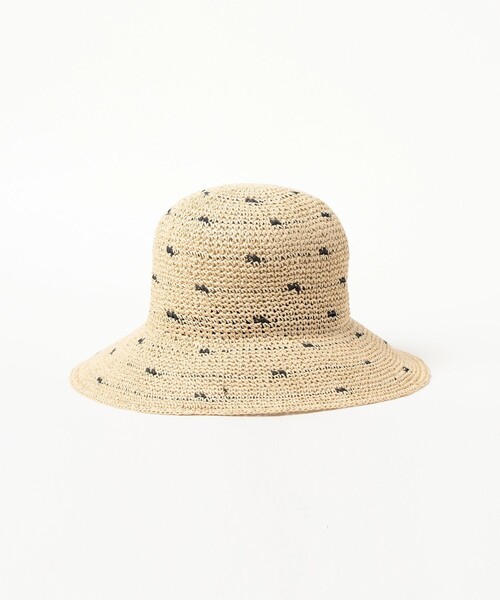 Ray BEAMS(レイビームス)の「ドット ペーパー ハット 日除け 紫外線対策 夏素材 レジャー 旅行 アウトドア 夏コーデ(ハット・レディース・オフホワイト/ダークブラウン・ONE SIZE)」の9枚目の写真