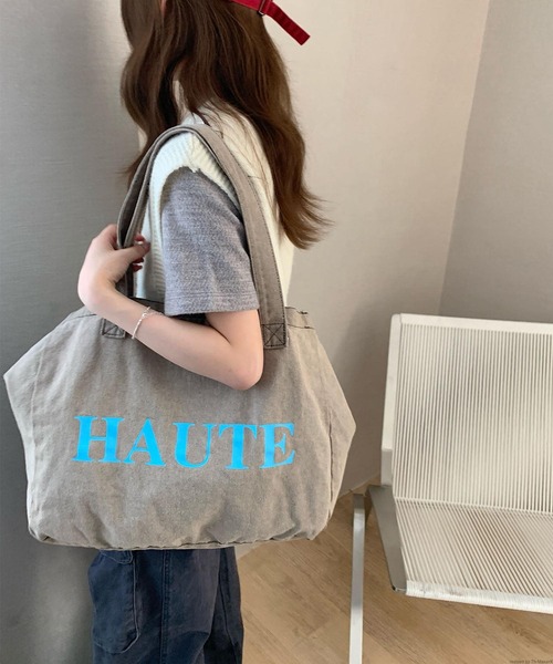 TONE SELECT GOODS（トーンセレクトグッズ）の「Liaa/大容量 ロゴ トートバッグ A18755（トートバッグ・レディース・ピンク/グレー・FREE）」の2枚目の写真