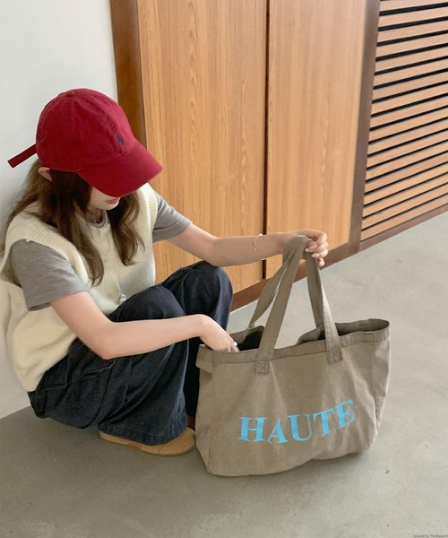 TONE SELECT GOODS（トーンセレクトグッズ）の「Liaa/大容量 ロゴ トートバッグ A18755（トートバッグ・レディース・ピンク/グレー・FREE）」の4枚目の写真