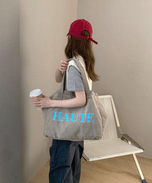 TONE SELECT GOODS（トーンセレクトグッズ）の「Liaa/大容量 ロゴ トートバッグ A18755（トートバッグ・レディース・ピンク/グレー・FREE）」の5枚目の写真