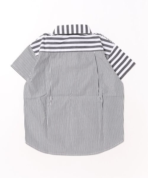 MAKE YOUR DAY(メイクユアデイ)の「セットアップできるストライプボーダー半袖シャツ■80~140cm(シャツ/ブラウス・キッズ・ブルー/ブラック・140/130/100/80/110/90/120)」の16枚目の写真