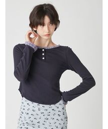 LILY BROWN | バックオープンヘンリーネックカットトップス(Tシャツ/カットソー)
