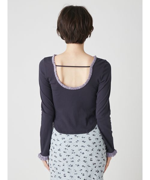 LILY BROWN(リリーブラウン)の「バックオープンヘンリーネックカットトップス(Tシャツ/カットソー・レディース・グレー/ピンク/ネイビー・F)」の6枚目の写真