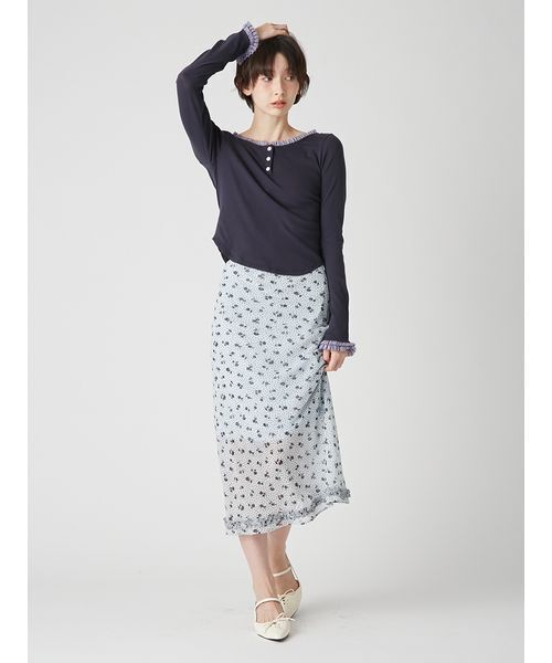 バックオープンヘンリーネックカットトップス（Tシャツ/カットソー