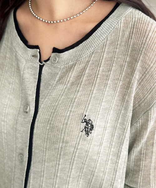 U.S. POLO ASSN.(ユーエスポロアッスン)の「GeeRA別注【U.S. POLO ASSN.】配色シアーカーディガン(カーディガン/ボレロ・レディース・ブラック/グレー・SMALL/MEDIUM/LARGE/X-LARGE)」の11枚目の写真