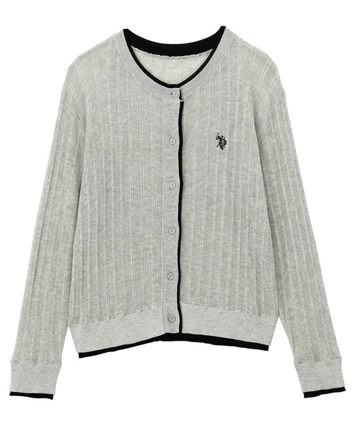 U.S. POLO ASSN.(ユーエスポロアッスン)の「GeeRA別注【U.S. POLO ASSN.】配色シアーカーディガン(カーディガン/ボレロ・レディース・ブラック/グレー・SMALL/MEDIUM/LARGE/X-LARGE)」の13枚目の写真