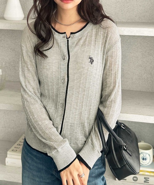 U.S. POLO ASSN.(ユーエスポロアッスン)の「GeeRA別注【U.S. POLO ASSN.】配色シアーカーディガン(カーディガン/ボレロ・レディース・ブラック/グレー・SMALL/MEDIUM/LARGE/X-LARGE)」の16枚目の写真