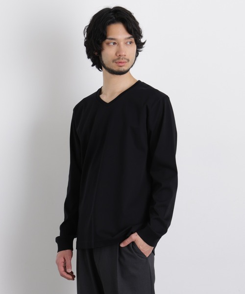 NANO universe(ナノユニバース)の「アンチスメルVネックTシャツ 長袖(Tシャツ/カットソー・メンズ・グレー/ホワイト/ブラック・XL/S/M/L)」の3枚目の写真