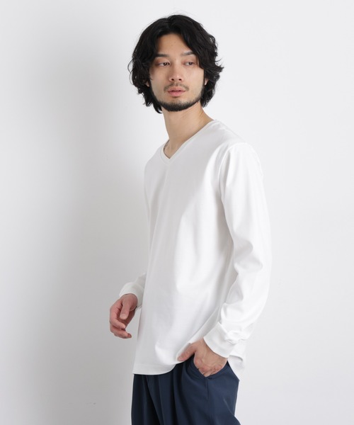 NANO universe(ナノユニバース)の「アンチスメルVネックTシャツ 長袖(Tシャツ/カットソー・メンズ・グレー/ホワイト/ブラック・XL/S/M/L)」の12枚目の写真