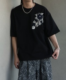 welise（ウェライズ）の「【welise/ウェライズ】シルケットライクスムースコットン ボクシーショート フラワー刺繍 クルーネックTシャツ/接触冷感 UVカット（Tシャツ/カットソー）」