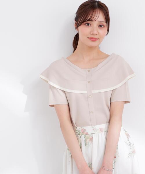 PROPORTION BODY DRESSING(プロポーションボディドレッシング)の「トリムラインケープニットトップス / 1216170405(ニット/セーター・レディース・ホワイト/ベージュ/ネイビー・SMALL/MEDIUM)」の3枚目の写真