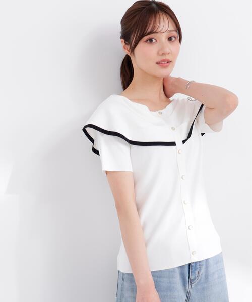 PROPORTION BODY DRESSING(プロポーションボディドレッシング)の「トリムラインケープニットトップス / 1216170405(ニット/セーター・レディース・ホワイト/ベージュ/ネイビー・SMALL/MEDIUM)」の8枚目の写真