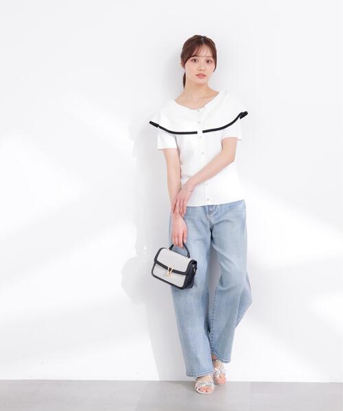 PROPORTION BODY DRESSING(プロポーションボディドレッシング)の「トリムラインケープニットトップス / 1216170405(ニット/セーター・レディース・ホワイト/ベージュ/ネイビー・SMALL/MEDIUM)」の9枚目の写真