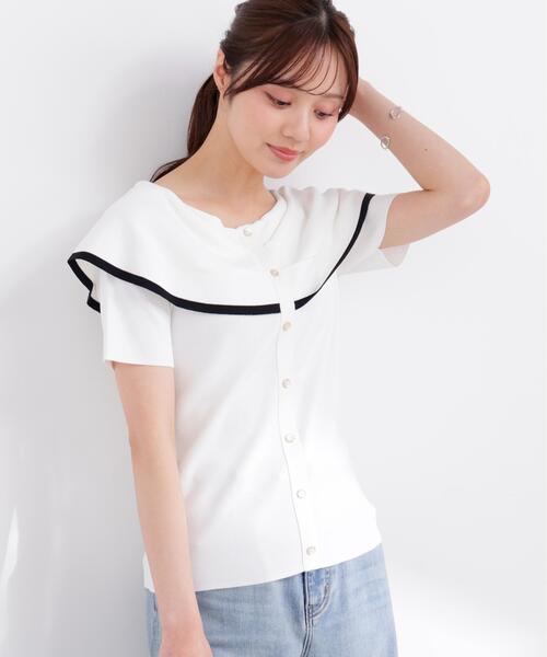 PROPORTION BODY DRESSING(プロポーションボディドレッシング)の「トリムラインケープニットトップス / 1216170405(ニット/セーター・レディース・ホワイト/ベージュ/ネイビー・SMALL/MEDIUM)」の11枚目の写真