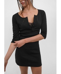 BLACKUP（ブラックアップ）の「[B-BASIC] テンションスタンダードヘンリーネック7部ミニワンピース（ワンピース）」