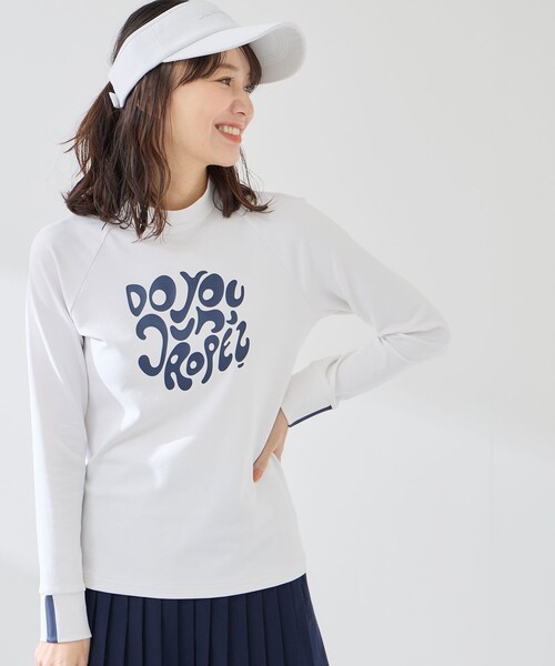 JUN&ROPE'（ジュンアンドロペ）の「グラフィックプリント長袖モックプルオーバー/UV・吸水（Tシャツ/カットソー・レディース・ネイビー/ホワイト/ホワイト系その他2・M/L/S）」の2枚目の写真