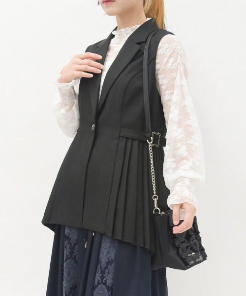 axes femme（アクシーズファム）の「サイドプリーツベスト（ベスト・レディース・ブラック/ベージュ・FREE）」の3枚目の写真